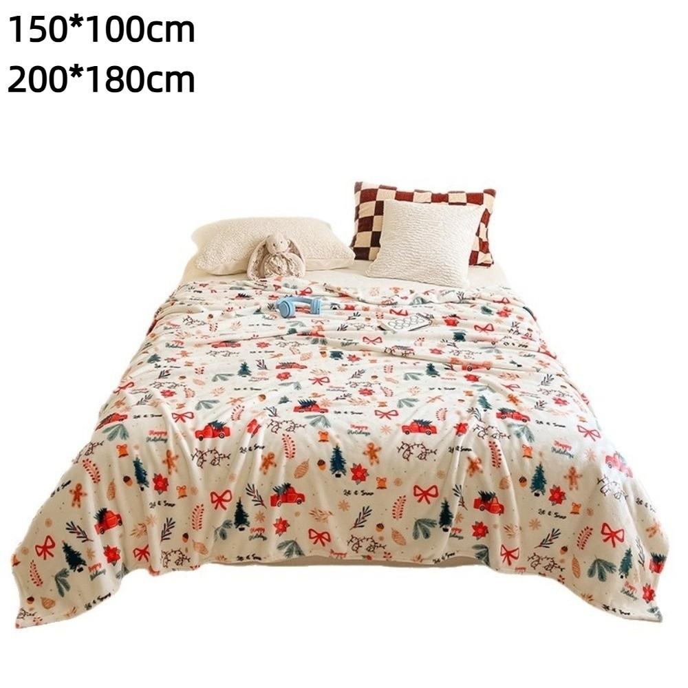 Thickened Christmas Flannel Blankets Warm Soft Fluffy Sofa Cover Bedspread Faux Fur Snowflake Coral Fleece Blanket Spring