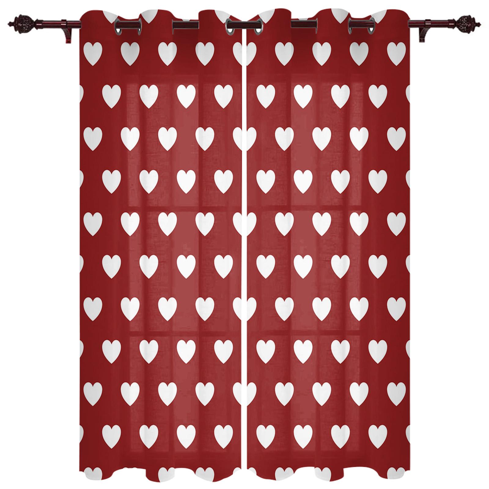 

Шторы для окон в клетку с красным сердцем, шторы для спальни, кухни, панельные шторы для гостиной, рождественский декор для дома 135W x 60H(cm)