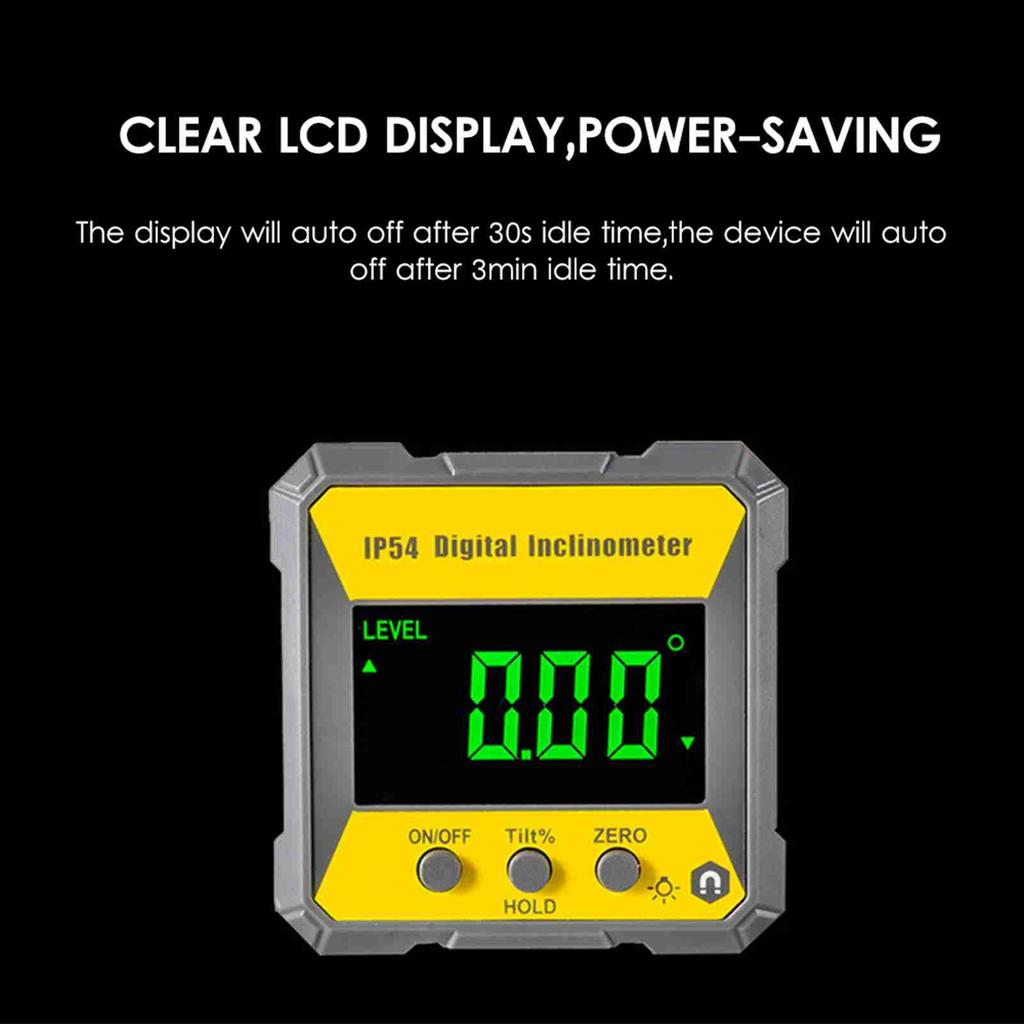 4 X 90 Degrees Digital LCD Protractor Inclinometer Magnetic 0.2 Degrees  Accuracy Angle Finder Level Box IP54