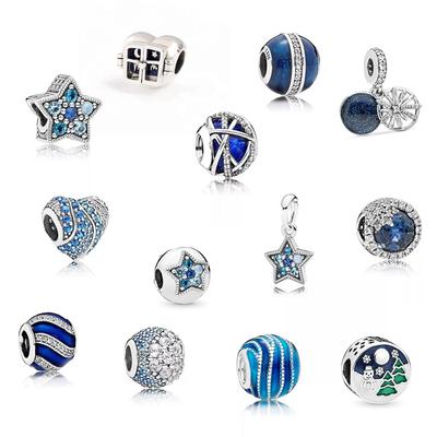 S925 White Copper Blue Series DIY Pendant Star Snowflake Accessories Beaded Bracelet