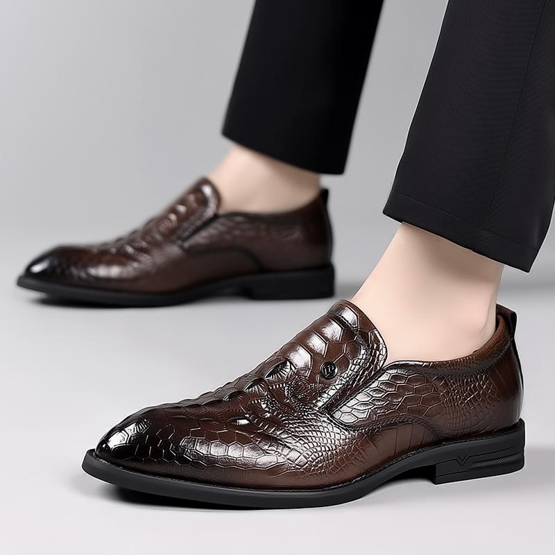 Fashion Alligator Pattern Casual Leather Shoes Brand Moccasin Driving Men Loafers Shoe Wedding Party Office Business Dress Shoes