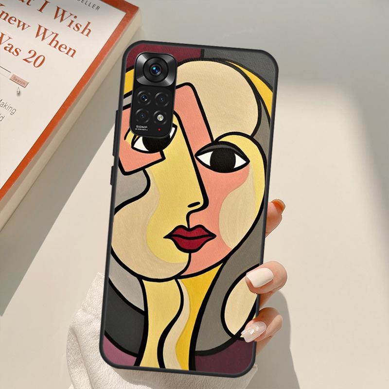 Abstract Portrait Art Painting Case For Xiaomi Redmi Note 11 10 Pro 8 9 9S 10S 11S 9A 9C 10A 10C K40 K50 Gaming Cover