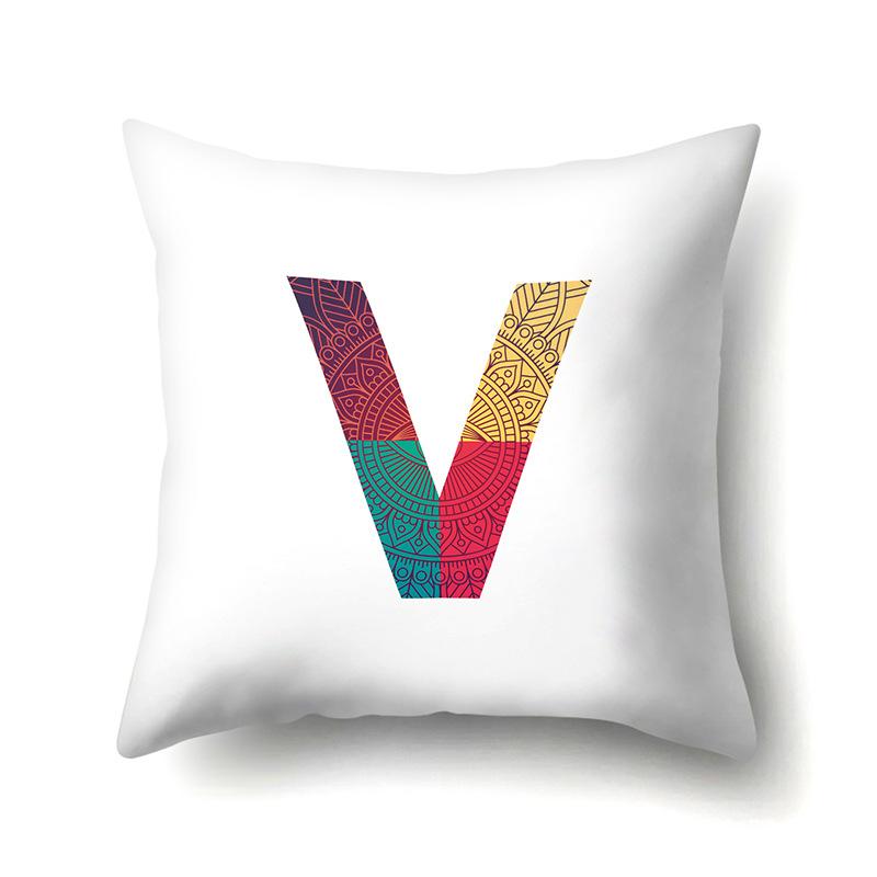 Polyester Pillowcase Home Geometric Striped Print Pillowcase 26 English Letter Cushion Cover