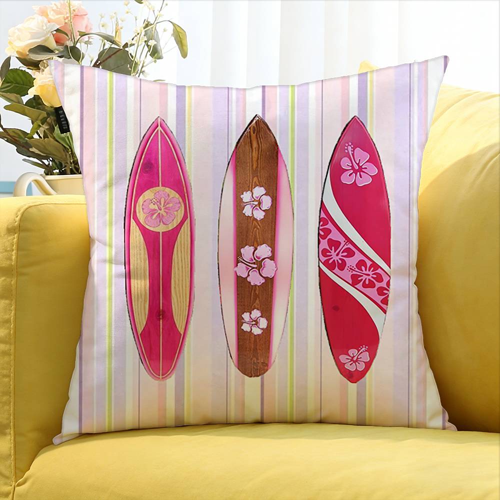 Surfboard Surfing Art Surf Girl Various Sizes Square Pillow Case For Car Home Bedchamber Decor