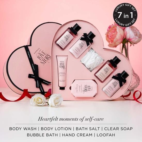 Set cadou pentru Valentine Kimirica Moment de poveste de dragoste pentru iubita, iubit, femei si barbati| Set de ingrijire pentru baie si corp de lux| Set cadou de îngrijire personală