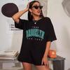 Women's Cotton Letter Print Loose Mid-Length Short Sleeve T-Shirt