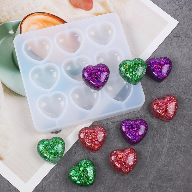 Small Crystal Silicone Mold with 9 Holes Silicone Craft Molds Beautiful Heart Shaped Chocolate Molds Silicone