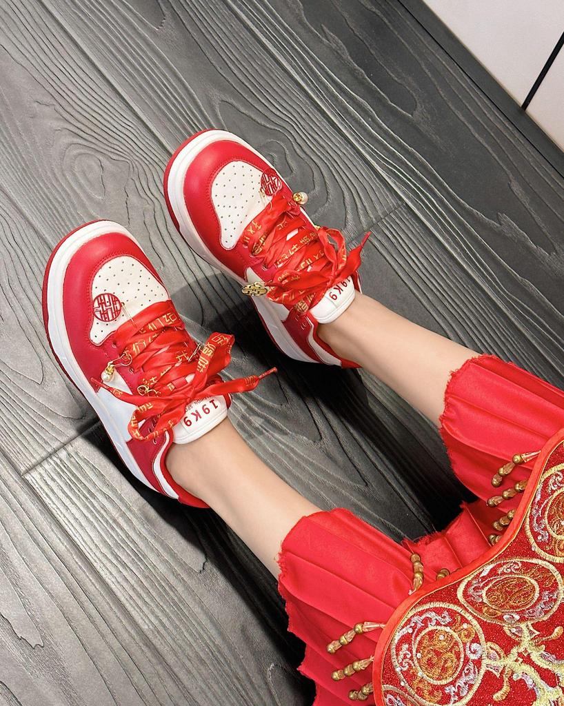 AJ 2025 Bridal & Sports Sneakers: Women's Red Two-Wear Wedding Shoes & Men's Couple Style