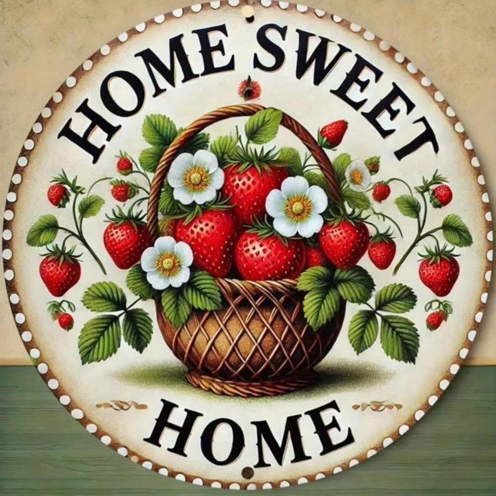 Decorazione Murale Metallica Vintage Arte Floreale Fragola Realistica Decorazione Dolce Casa Cucina