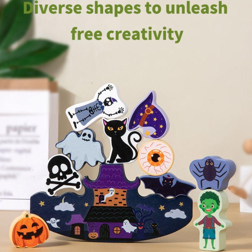 3D Puzzle Christmas Building Blocks Stacking Toy Wood Christmas Stacking Game Children Girls Boys