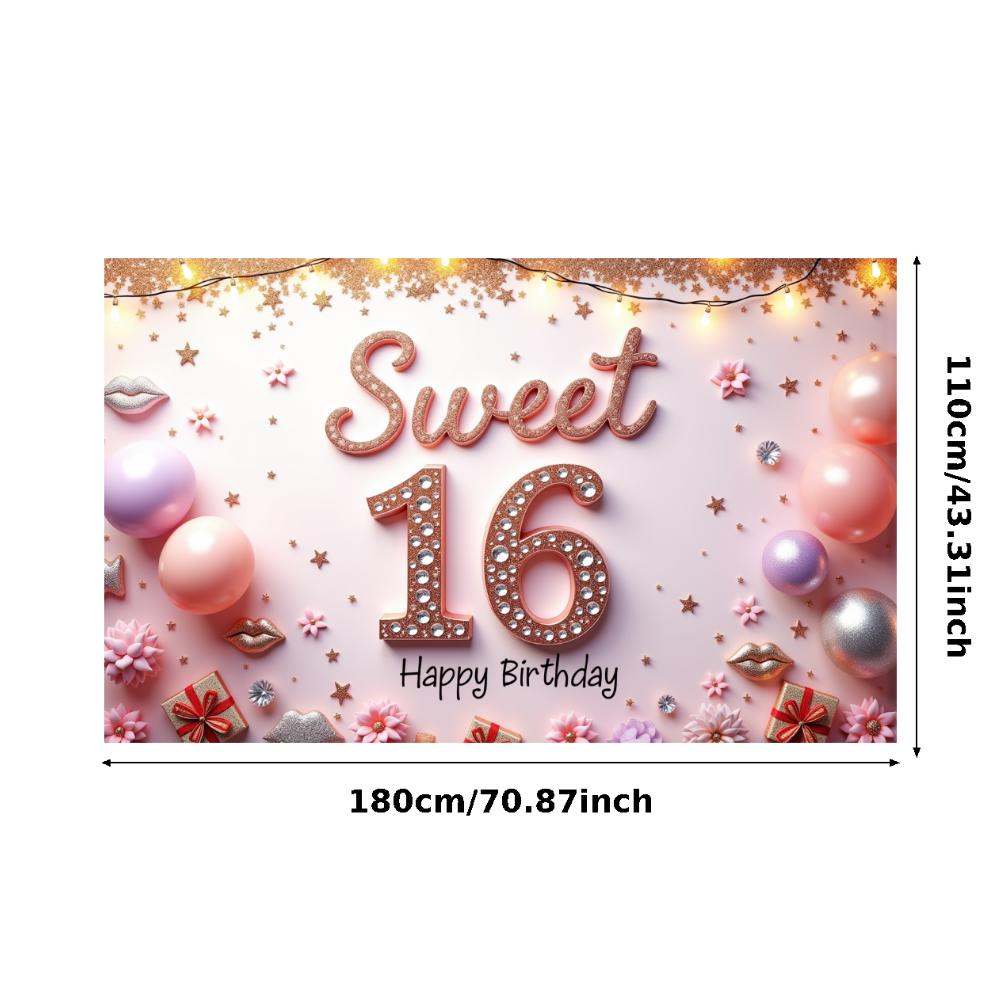 Shimmering Texture Birthday Party Banner Birthday Decoration Sweet 16 Banner for Special Occasion Festive Decoration
