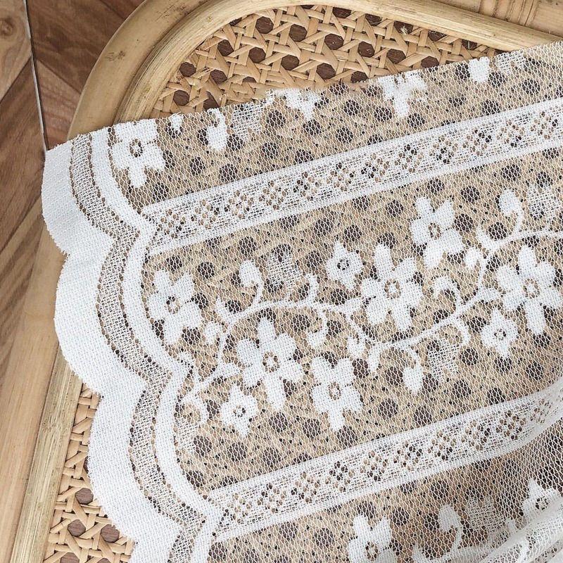 

1PC White Lace Tablecloth Leaves Vintage Table Cover Farmhouse Embroidery Eyelash Tablecloths for Shower Wedding Birthday Party 100x145cm білий