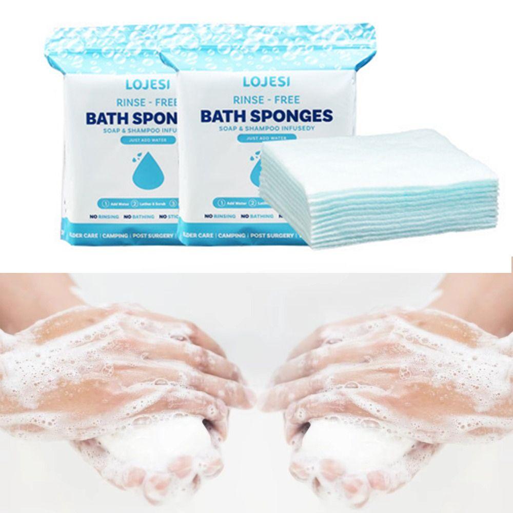 25 Pieces Soap Shampoo Infusedy No Rinse Bathing Wipes 20x20cm Foaming Towels Shower