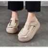 Johnature Retro Genuine Leather Roman Sandals Comfortable And Versatile Round Toe Thick Soled Women's Shoes