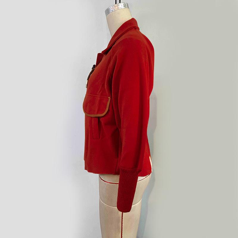 Frühlings- und Herbstoberteile aus gestricktem Tweed mit Fledermausärmeln für Damen