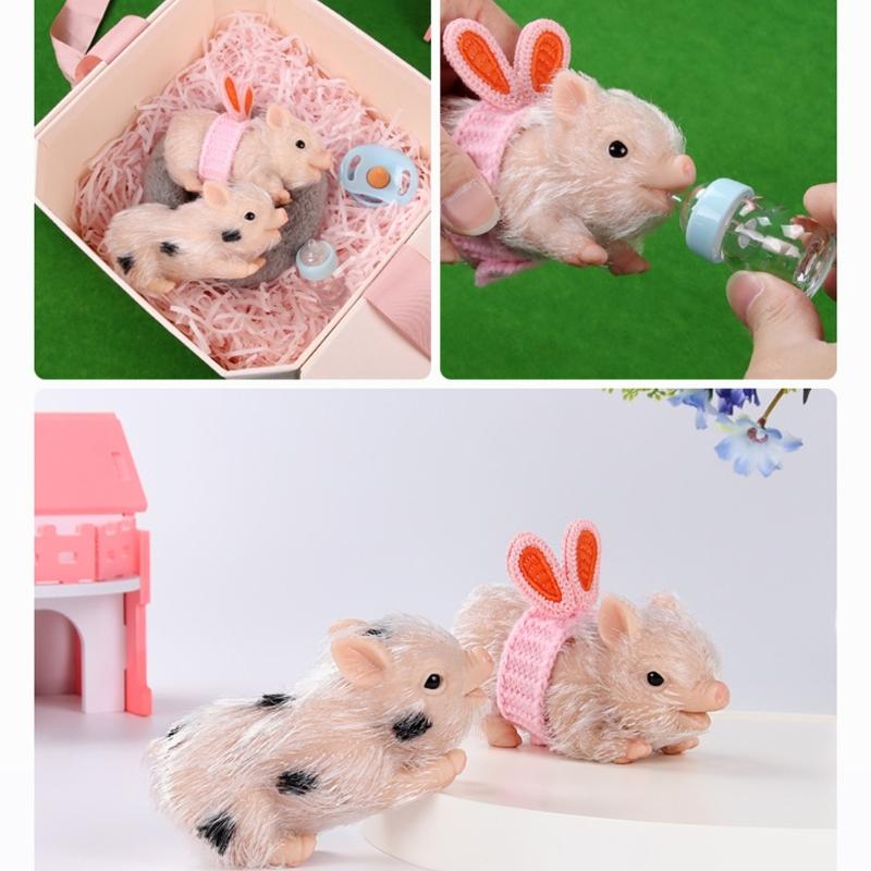 Miniature Reborns Pig Doll Figurine 5PCS Sensory Animal Figure Doll Nursing Toy For Children Indoor Outdoor Pretend Play