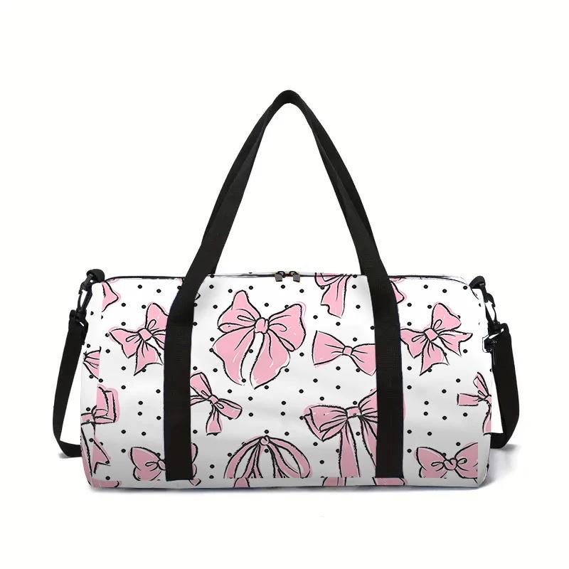 Pink Butterfly Large Capacity Luggage Bag for Boy/Girls Best Gifts 2D Cartoon Travel Duffels for Children Outdoor Fitness Bag
