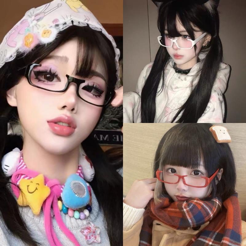 Y2K Crying Tears Half Frame Glasses For Men Women Spice Girl Anime Cosplay Hip Hop Funny Retro Eyeglass Subculture Accessory
