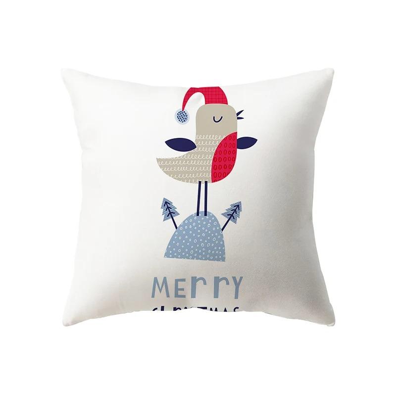 Christmas Decoration Santa Claus Print Pattern Cushion Cover Home Living Room Sofa Square Pillow Cover