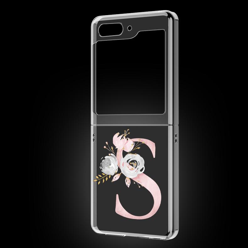 

Черный, розовое золото, 26 розовых букв, прозрачный чехол для телефона Samsung Galaxy Z Flip 5 3 4, складной чехол для Samsung Z Flip3 Flip4, чехол Samsung Z Flip 3