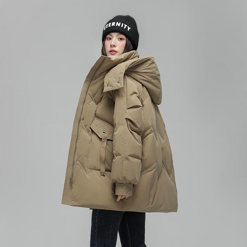 XueZhongFei Women's 90% Down Hooded Mid-Length Puffer Jacket