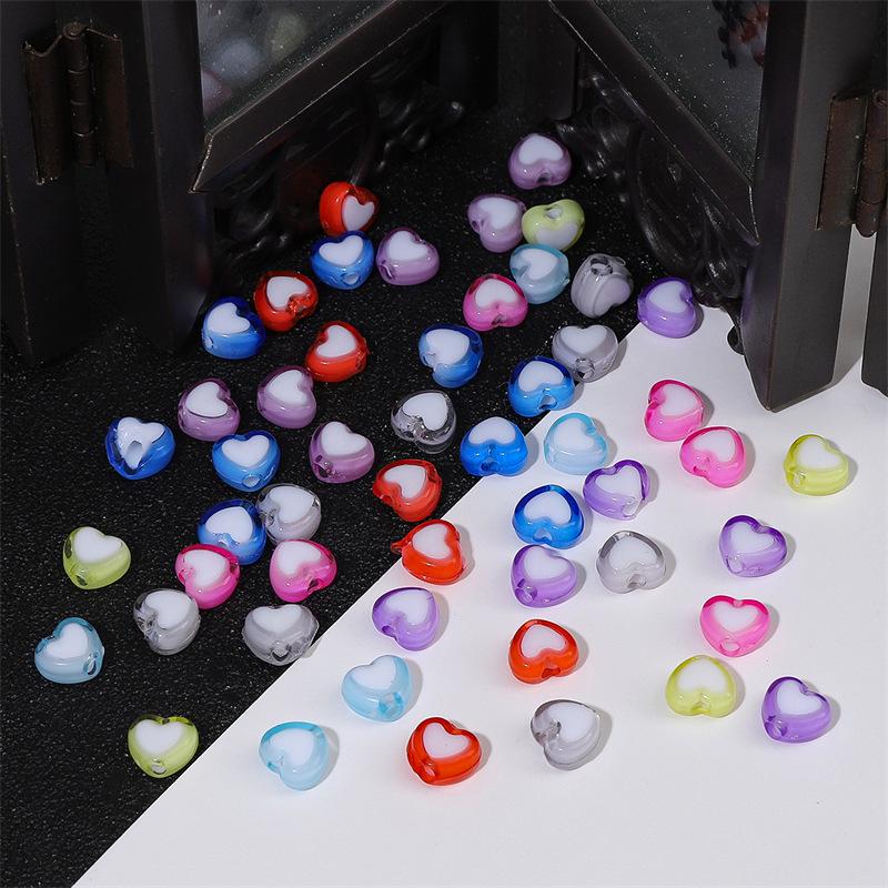 Mărgele Acrilice Bicolore Love pentru Bijuterii Handmade: Accesorii DIY pentru Brățări și Coliere