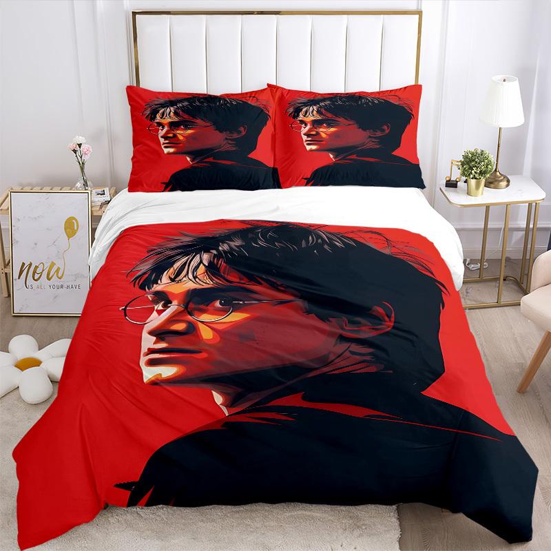 3pcs Harry Potter Bedding Set, Soft Polyester Duvet Cover and Pillowcases Machine Washable Seasons all suitable 05