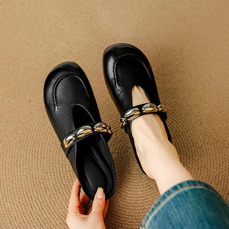 Fashion Women's New Summer Leather with Increased Height Metal Belt Buckle, Middle Heel and Toe Cover, M Ü Ller Slippers