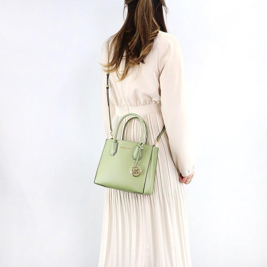 New MICHAEL KORS Mercer Litchi Grain Cow Leather Trunk Bag, Handbag, Shoulder Bag, Crossbody Bag Medium Women's Light Green 35S1GM9M2L-LIGHT-SAGE