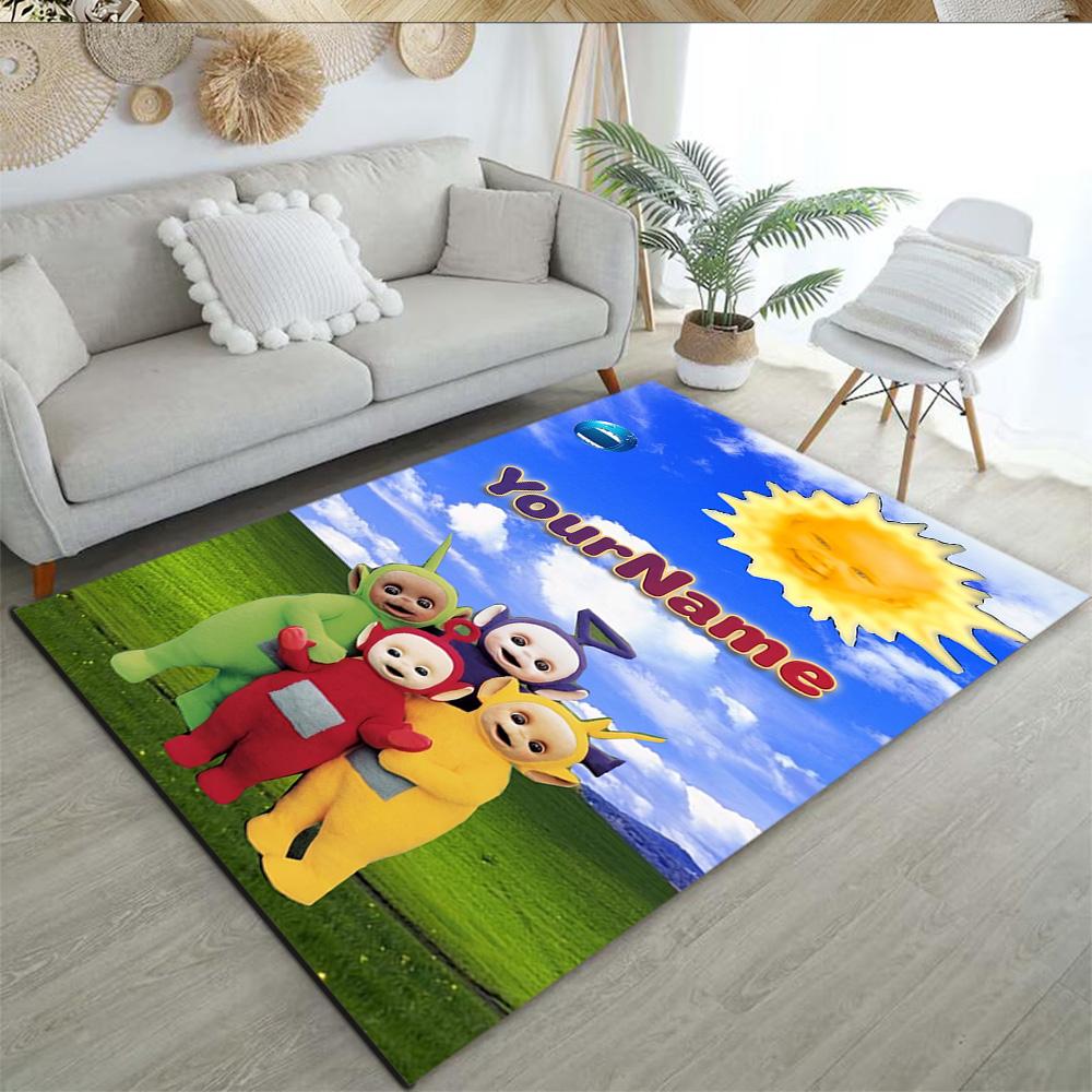 Teletubbies Customizable Name Carpet Suitable for Bedrooms Game Room Dormitory Playrooms Anti-slip Rug Decorate Offices Birthday/Christmas Gift