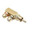 Pistol Copper Gold-Plated Lotus RCA 1-to-2 AV Adapter: Male to 2 Female