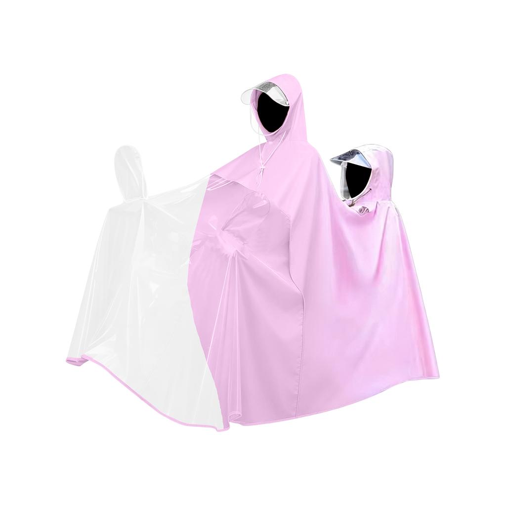 Full Body Electric Bike Raincoat for Parent and Child with Thickened Enlarged Rainproof Hood and Extended Front Panel for Storm Protection