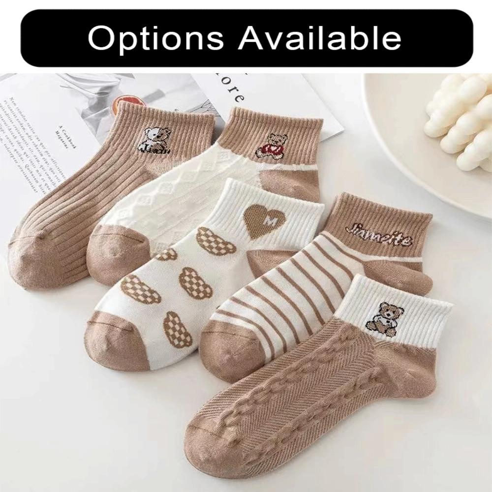 5 Pairs Polyester Low Tube Women Socks Retro Japanese Style Casual Short Sock Women Socks Sets