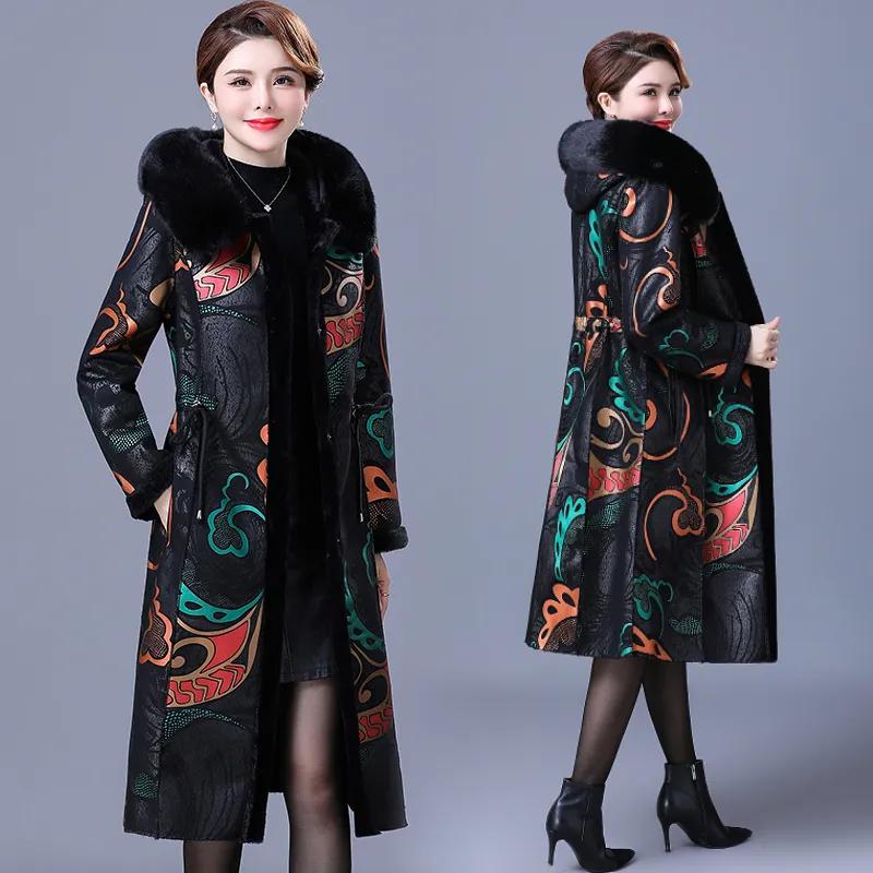 Women's Thickened Warm Mid-Length Over-the-Knee Coat Reversible Outerwear for Mothers