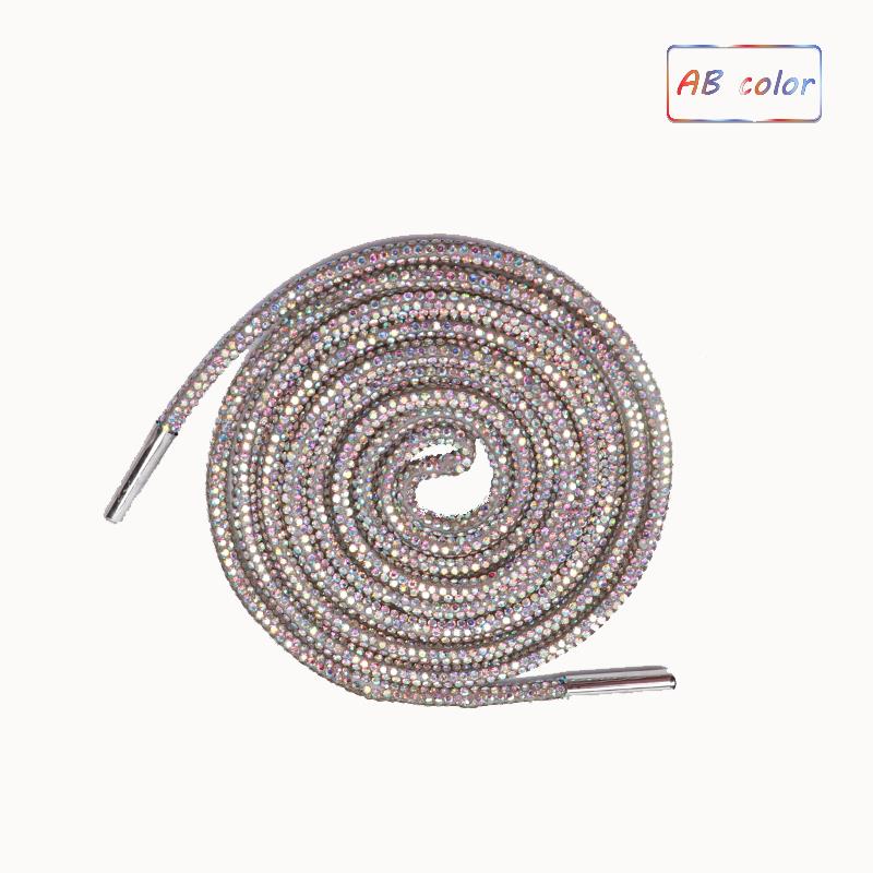 Luxury Rhinestone Shoe Laces Rainbow Diamond round Shoelaces for Sneakers 100/120/140/160CM DIY Strings 1Pcs
