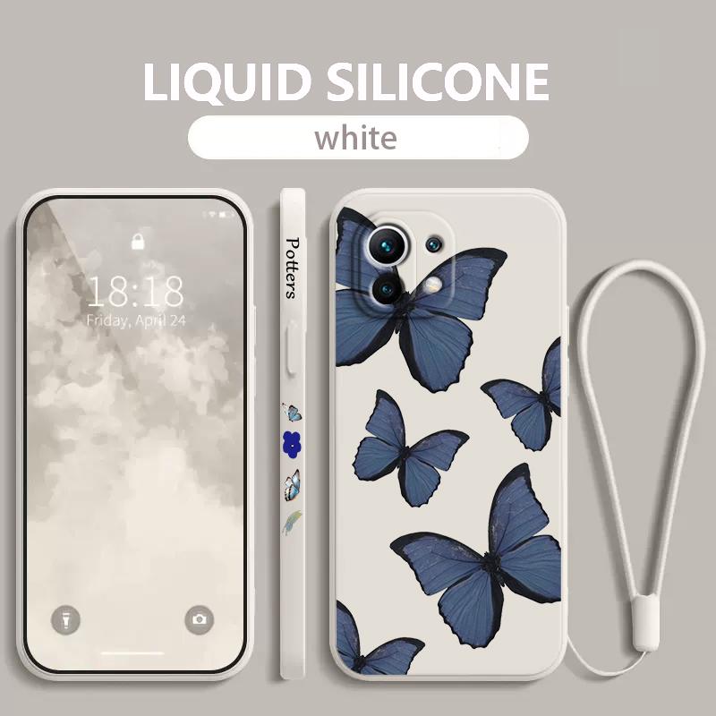 

Синий красивый чехол-бабочка для телефона Xiaomi Mi 13 12S 12 12T 12X 11i 11T 11 10S 10T Pro Lite Ultra Liquid с левой веревкой Mi 10T 5G