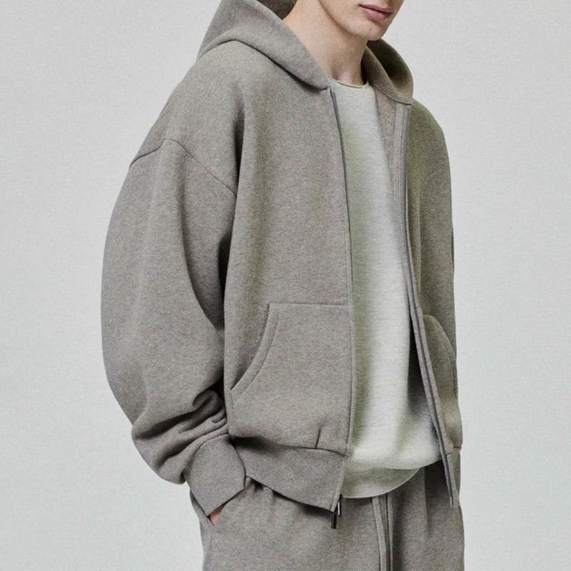 CRAZY Street Hoodie Zip-Up Kapuzenpullover Terry gefüttert Metallic Lässig Übergroße Passform