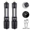 10000LM High Power LED Flashlight Powerful TYPE-C Rechargeable COB Flashlight With Side Light Torch For Outdoor Camping Hiking