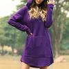 Casual Women Autumn Winter Long Sleeve Pocket Drawstring Loose Hoodie Mini Dress