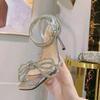 Rimocy High Heels Silver Crystal Sandals Women Stiletto Heeled Ankle Strap Gladiator Shoes Woman Summer 2025 Pvc Sandalias Mujer