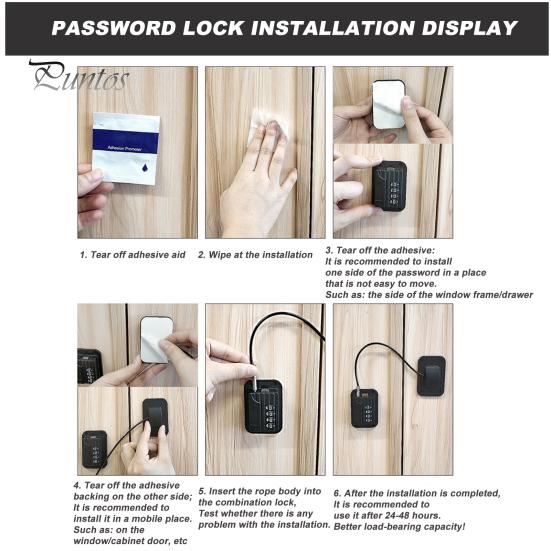 Blokada drzwi lodówki i zamrażarki z hasłem Regulowana konstrukcja Montaż bez użycia narzędzi Łatwa konfiguracja Blokada drzwi lodówki zabezpieczona przed dziećmi