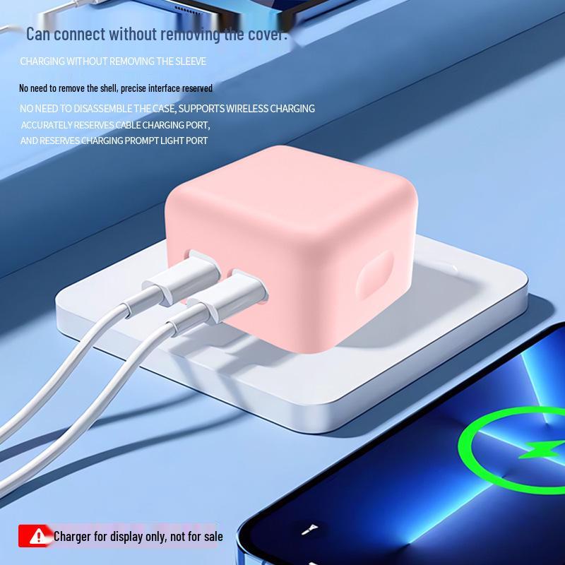 Foldable 40W PD Dual USB-C Power Adapter with Silicone for Apple Devices