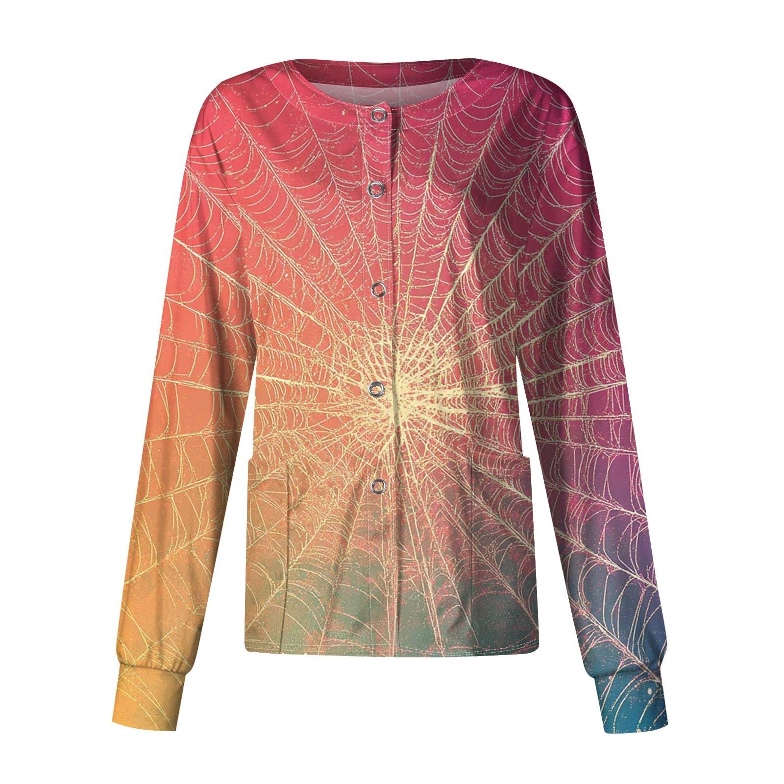 

Женская повседневная однобортная блузка с длинным рукавом на Хэллоуин с принтом, кардиган, верхняя одежда, униформа L