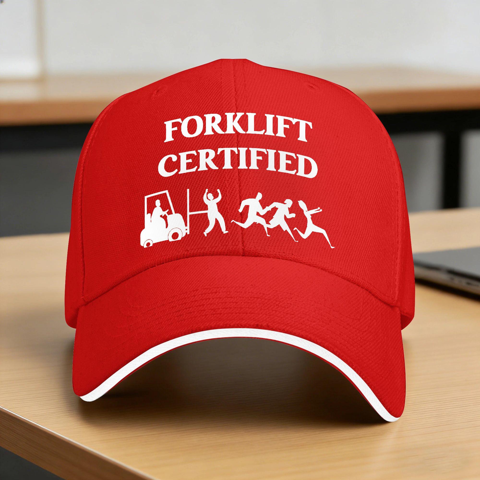 

Forklift Certified Funny Forklift Retro Vintage Baseball Cap Tennis Skate Hip Hop Hats Men Adult Casual Print Snapback Cap One Size красный