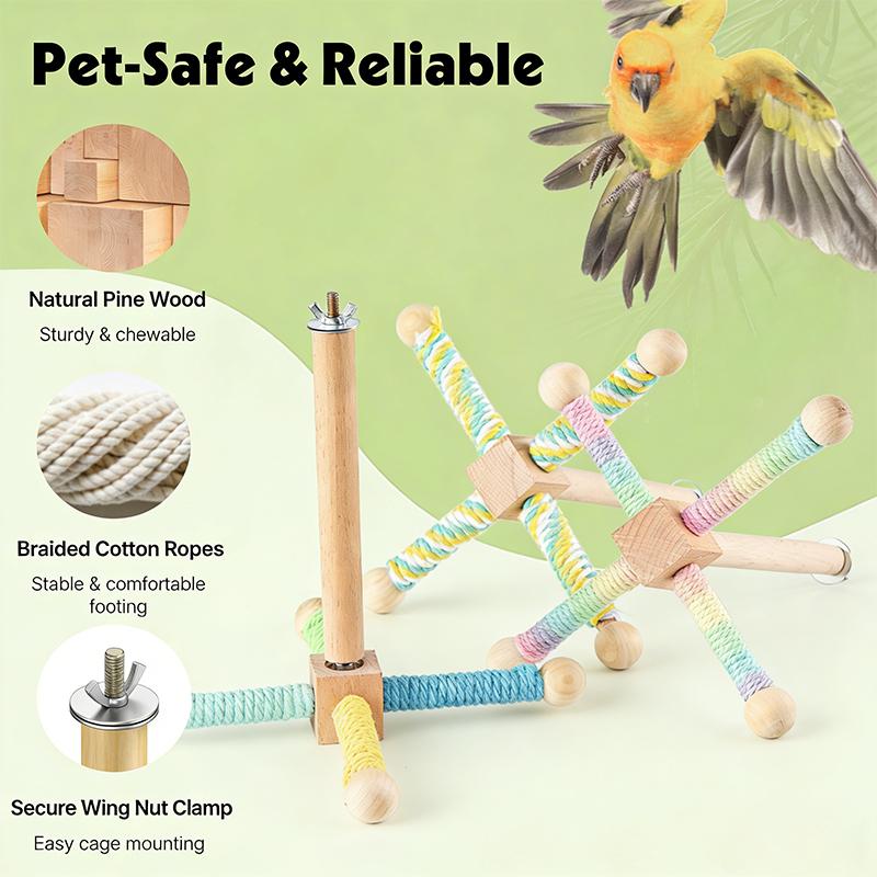Parrot Rotating Perch Windmill Toy Bird Cage Hanging Interactive Chew Toy Beak Claw Grinding Pet Bird Toy for Parakeet