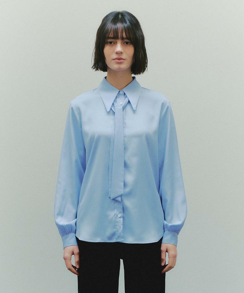 PLAC WOMEN Classic Ribbon Tie Shirt Light Blue