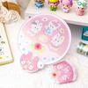 Folding Round Collapsible Pocket Fan Mini Cute Handheld Fan Portable Cartoon Pattern Foldable Fan