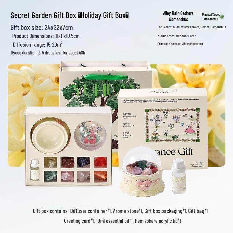 Aroma Diffuser Stone Gift Box for Girls - Crystal Ornament with Essential Oil Fragrance, Long-lasting Light Scent