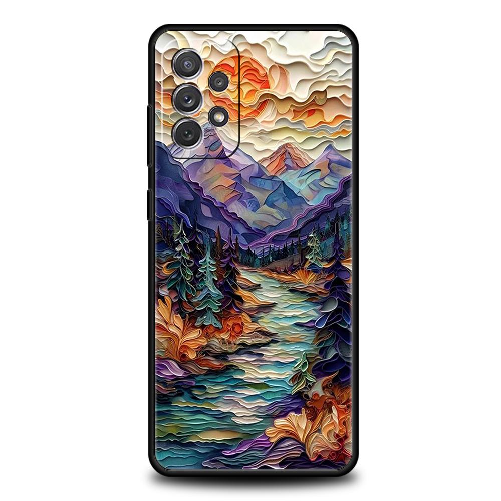 Landschaftsmalerei Handyhülle für Samsung Galaxy A15 A14 A25 A54 A34 A51 A71 A72 A73 A32 A52 A52S A11 A21S A31 A41 5G Weiche Hülle