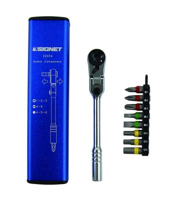 SIGNET Mini Ratchet Set, 60-Gear, Flex Head Type, Blue, 22074